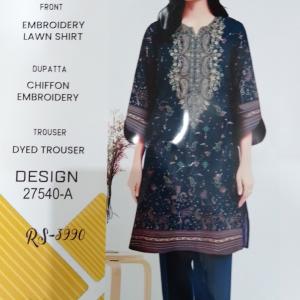 3-Piece Lawn Suit with Dupatta – Front Embroidery & Back Printed Design | Premium Fabric | 1036