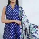 3-Piece Lawn Suit with Dupatta – Printed Trouser & Back Printed Design | Premium Fabric | 1076