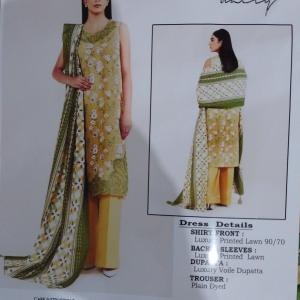3-Piece Lawn Suit with Dupatta – Printed Trouser & Back Printed Design | Premium Fabric | 1080
