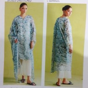 3-Piece Lawn Suit with Dupatta – Printed Trouser & Back Printed Design | Premium Fabric | 1082