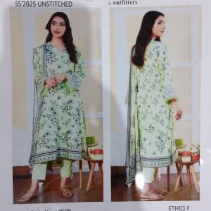 3-Piece Lawn Suit with Dupatta – Printed Trouser & Back Printed Design | Premium Fabric | 1037